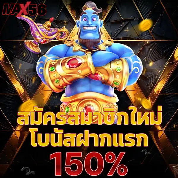 MAX56 โปรโมชั่นสมัครสมาชิกใหม่ โบนัสฝากแรก 150% เล่นสล็อตและคาสิโนออนไลน์ได้ครบทุกเกม ฝากถอนออโต้รวดเร็ว